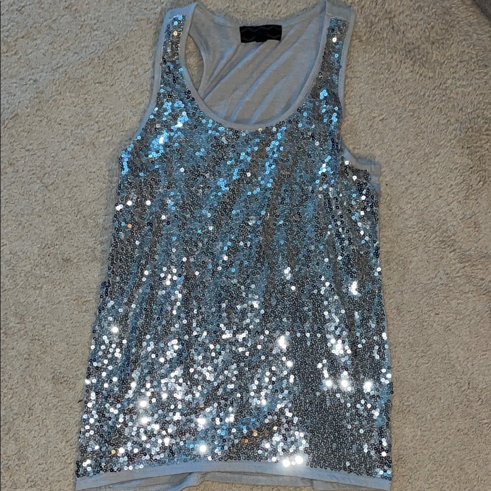 Women’s sequin silver tank top